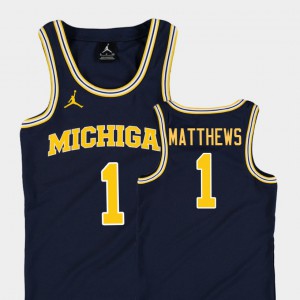 Kids University of Michigan Charles Matthews Jersey Navy College #1 Replica College Basketball Jordan 315265-907