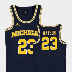 Replica College Basketball Jordan Player For Kids Navy #23 Michigan Wolverines Ibi Watson Jersey 837108-685