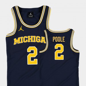 Michigan Jordan Poole Jersey #2 Navy Youth Replica Stitch College Basketball Jordan 214510-187