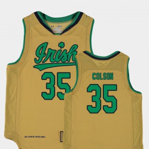 Youth(Kids) College Basketball Special Games Gold #35 Replica Notre Dame Bonzie Colson Jersey Embroidery 823192-514
