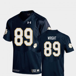 ND Brock Wright Jersey #89 Stitched Replica Navy Youth(Kids) College Football 298896-284