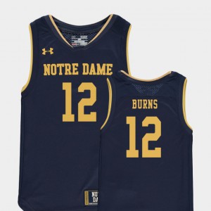 College Basketball Special Games #12 University of Notre Dame Elijah Burns Jersey Kids Replica Navy Stitch 918427-626