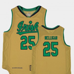 Kids #25 Gold College Basketball Special Games Official Replica Notre Dame Liam Nelligan Jersey 267094-932