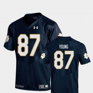 Official #87 UND Michael Young Jersey For Kids College Football Replica Navy 463022-511