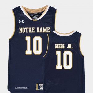 College Basketball Notre Dame TJ Gibbs Jr. Jersey For Kids #10 Replica Stitch Navy 624291-213