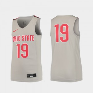 Gray Stitched Ohio State Buckeye Jersey Replica #19 College Basketball Kids 821488-176