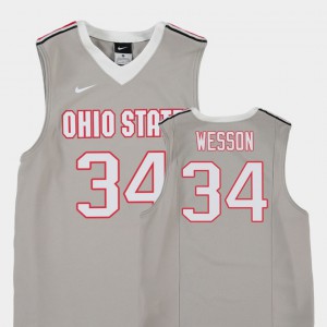 College Basketball #34 Replica OSU Kaleb Wesson Jersey Gray Youth NCAA 822526-490