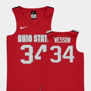 #34 Ohio State Kaleb Wesson Jersey Replica Red Youth College Basketball High School 257839-149