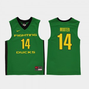 For Kids Oregon Ducks Kenny Wooten Jersey Green #14 Replica High School College Basketball 413537-229