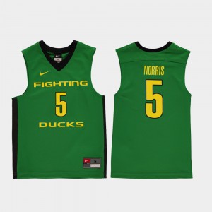 Stitch #5 College Basketball Oregon Ducks Miles Norris Jersey Kids Replica Green 552885-915
