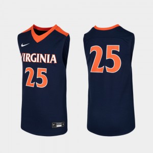 College Basketball Cavaliers Jersey Youth #25 Replica Embroidery Navy 879037-262