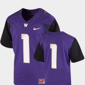 College Football UW Jersey #1 Purple Kids Stitched Team Replica 471449-933